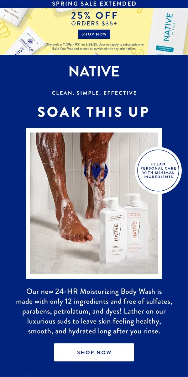 Email from Native. Soak this up!🚿