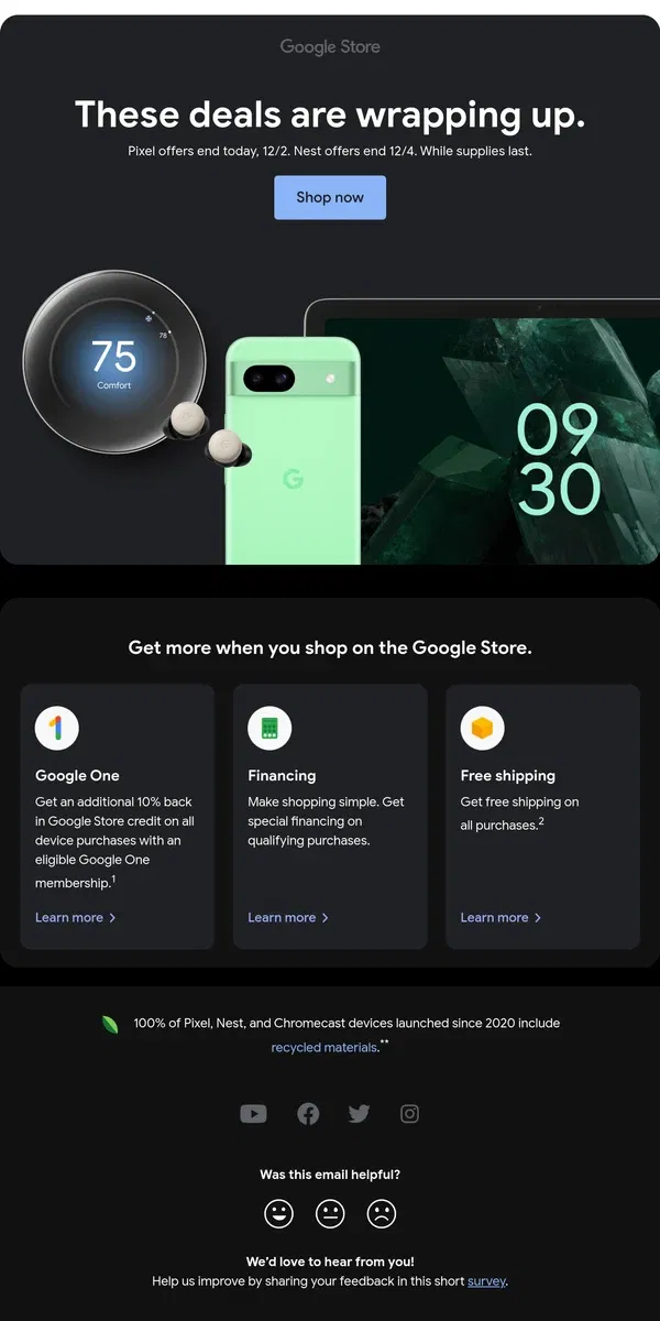 Email from Google Store. Don’t miss your last chance to save