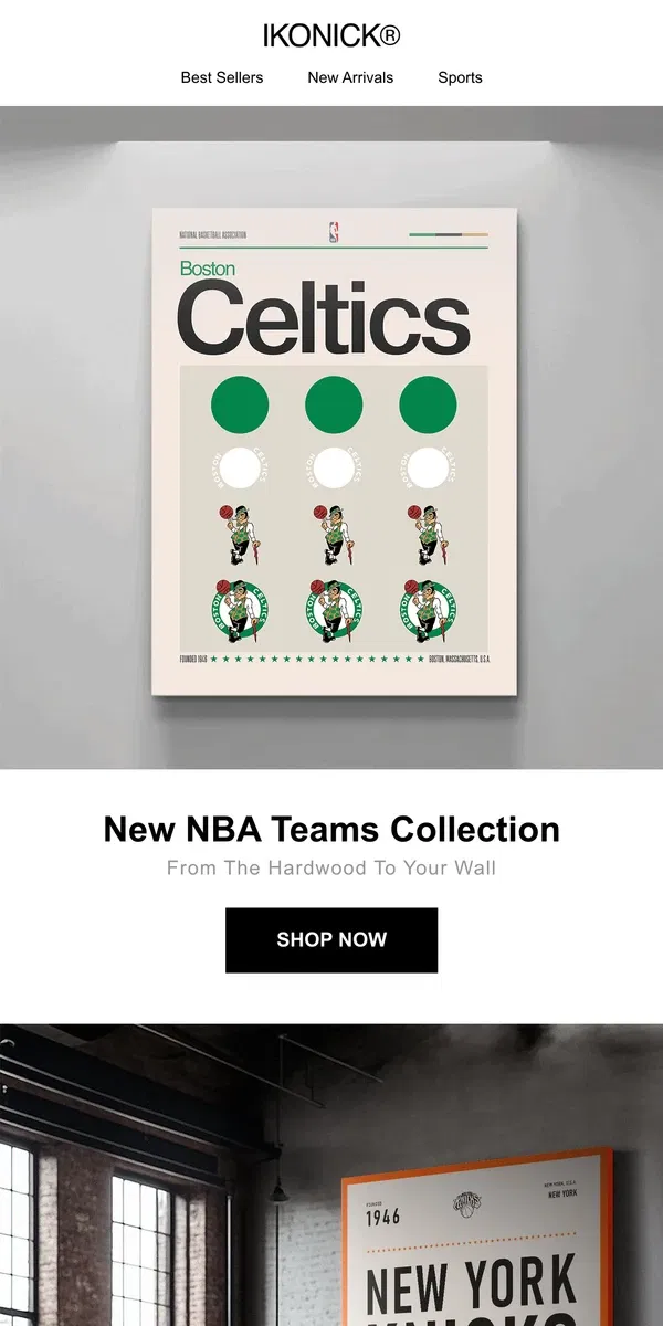 Email from IKONICK. NEW NBA Teams Collection 🏆