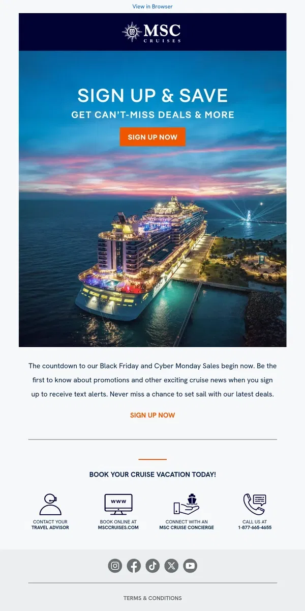 Email from MSC Cruises. Be the First to Hear About Our Black Friday & Cyber Monday Sales!