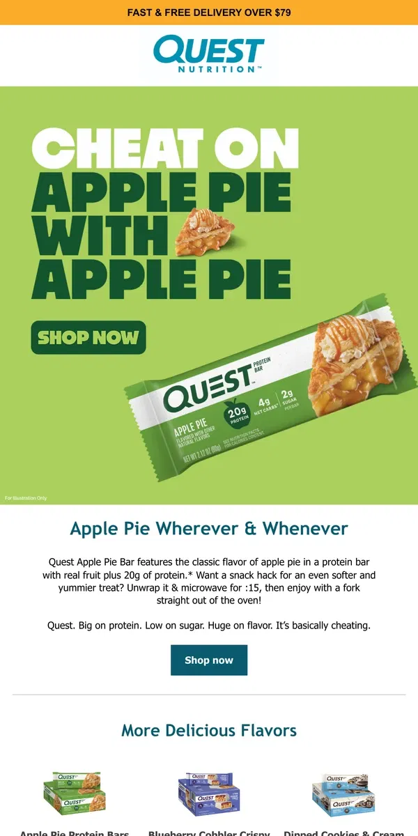 Email from Quest Nutrition. The Ultimate Cheat Code for Apple Pie