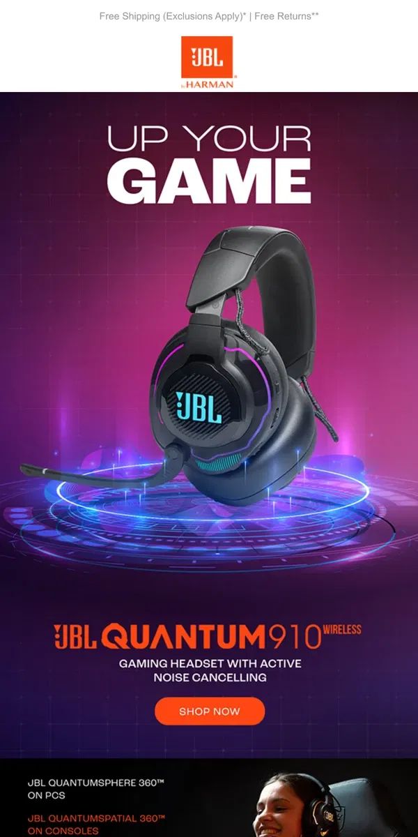 Email from JBL. Are You a Real Gamer? JBL Quantum 910 Wireless Made Just For You!