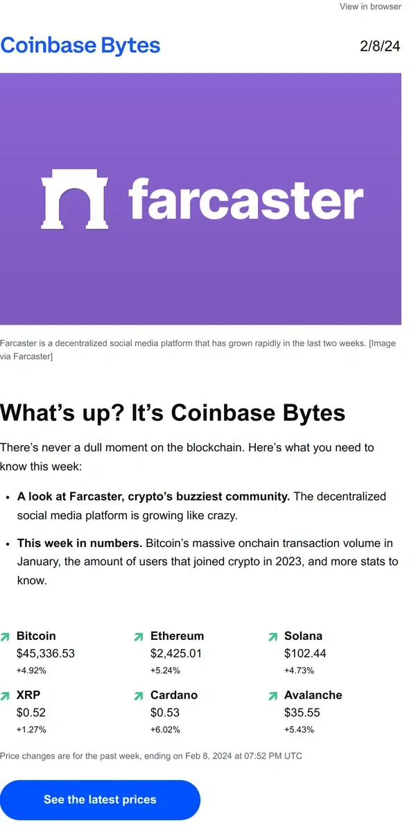 Email from Coinbase. Why crypto is buzzing about Farcaster