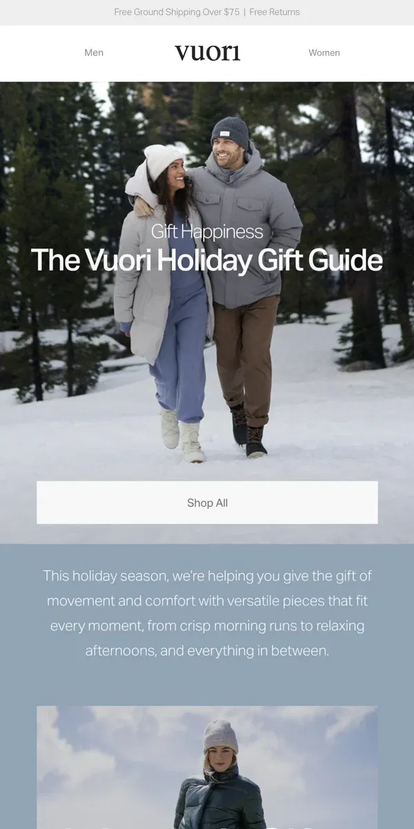 Email from Vuori. It’s Here: The Vuori Holiday Gift Guide