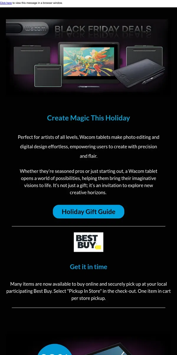 Email from Wacom. Get Black Friday Savings on your Favorite Wacom Gear