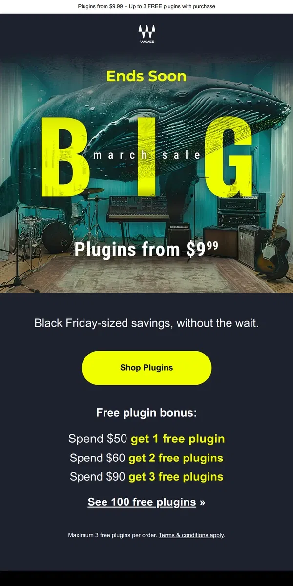 Email from Waves Audio. Ends Soon 📣 BIG March Sale