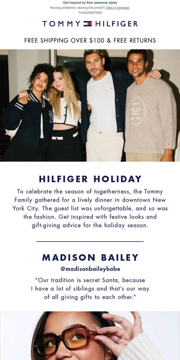 Email from Tommy Hilfiger. A Hilfiger holiday with Tommy & Friends