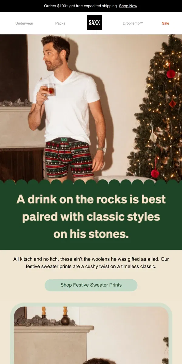 Email from SAXX Underwear. Pamper his balls with comfy & classic styles