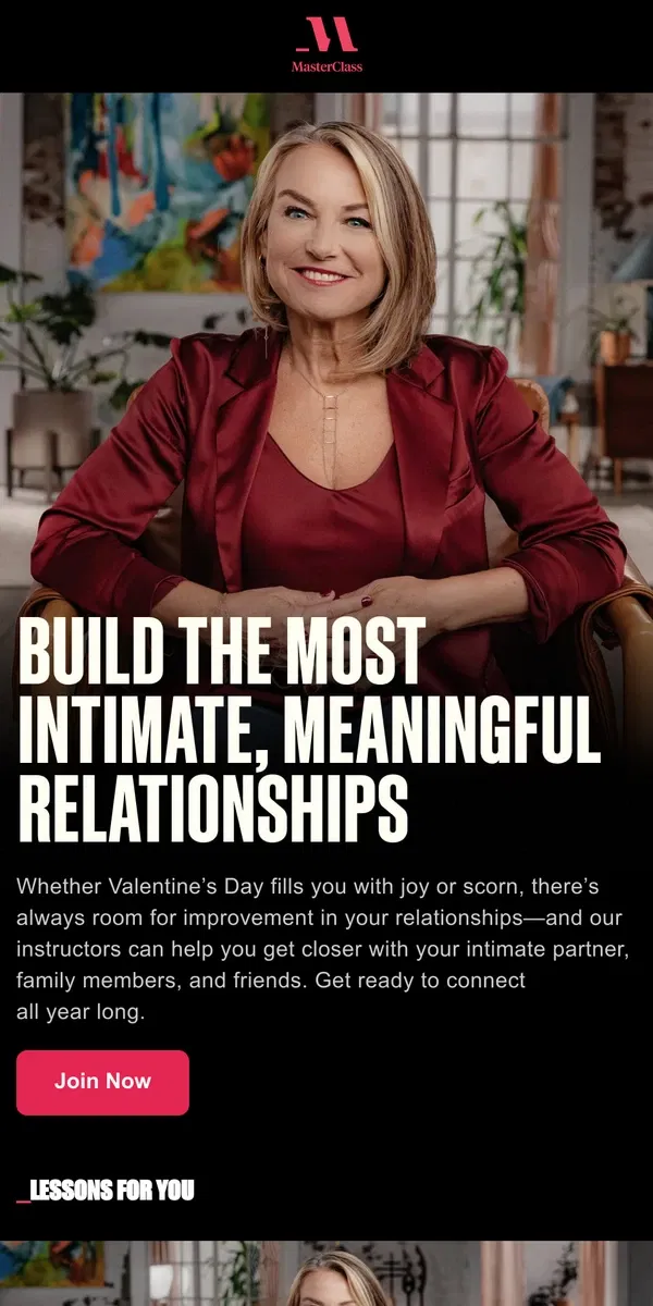 Email from Masterclass. Tips for stronger (and hotter) relationships