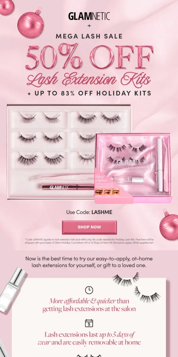 Email from Glamnetic. Mega Lash Sale Up To 83% OFF 🫨