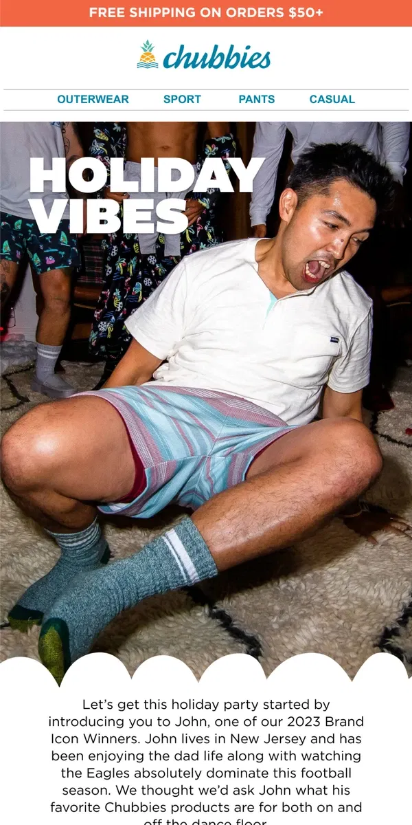 Email from Chubbies Shorts. Open this email for HOLIDAY VIBES