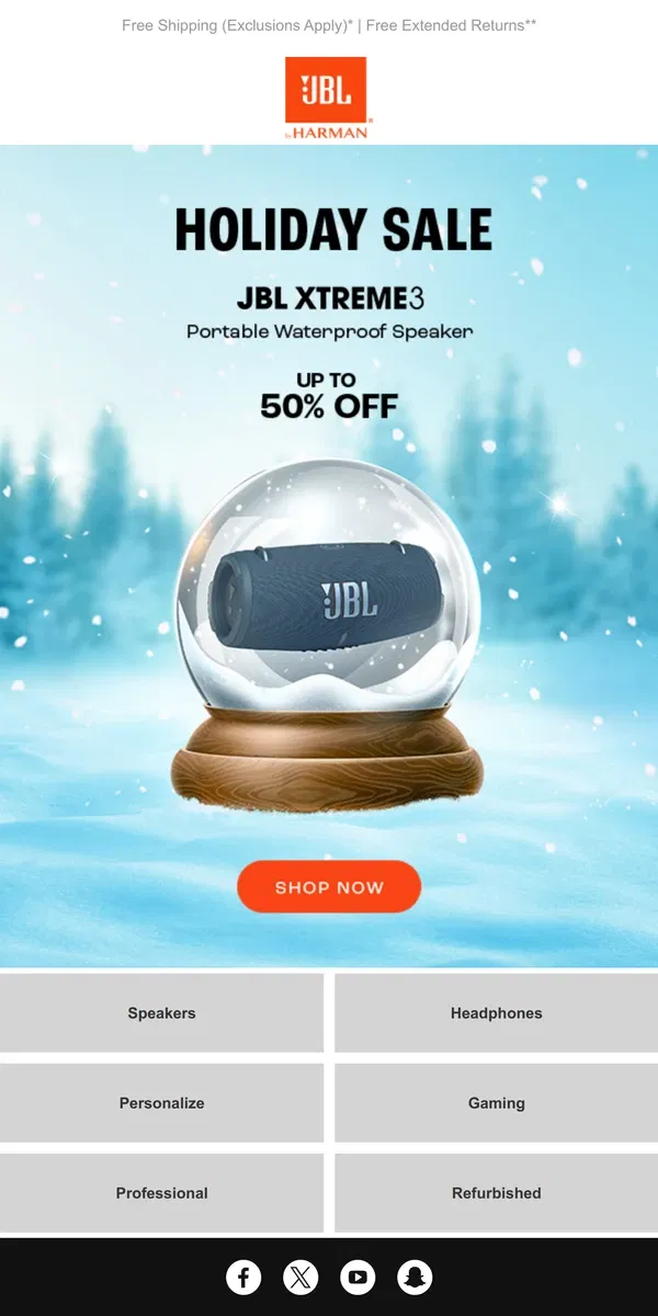 Email from JBL. Tick tock ⏰ It's Gift o' Clock for Your Friends and Family!