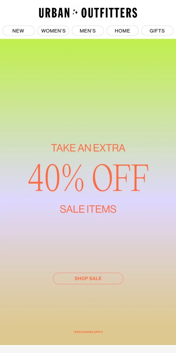 Email from Urban Outfitters. EXTRA 💥 40% OFF 💥 SALE ITEMS