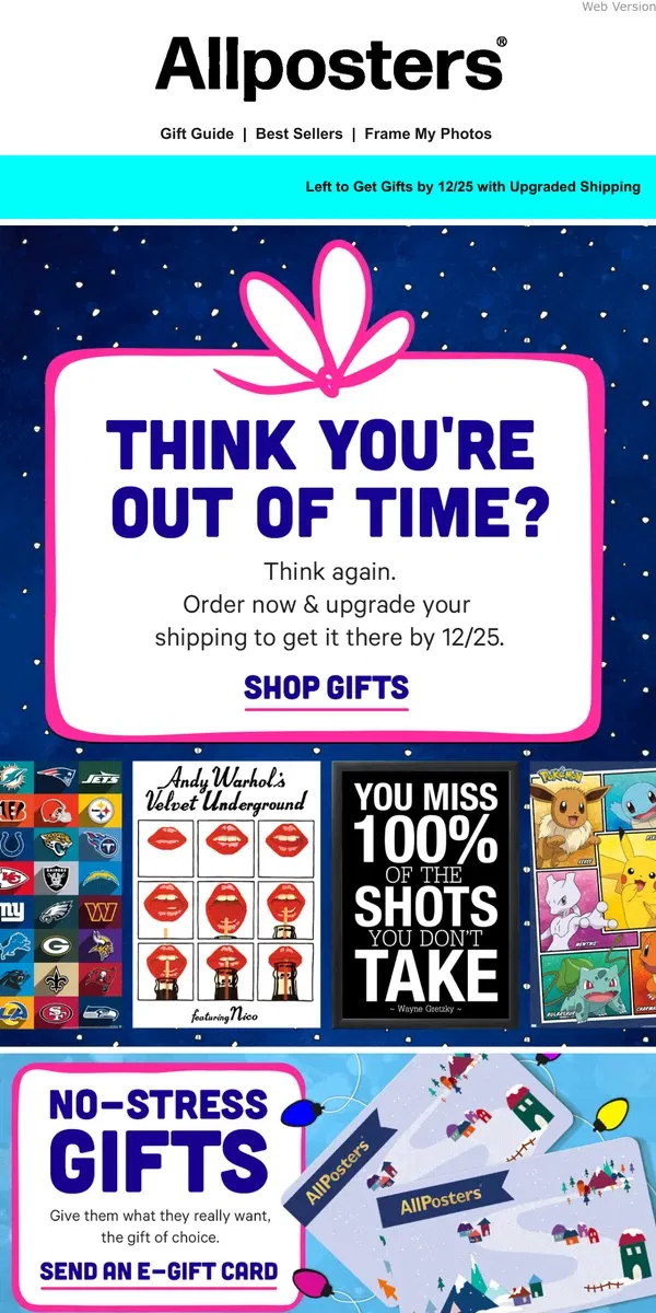 Email from AllPosters. Time to Shop? Going...Going...