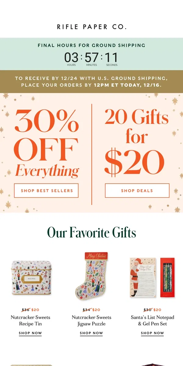 Email from Rifle Paper Co.. ✨✨Get Your Gifts by 12/24 - Just Hours Left! ✨✨