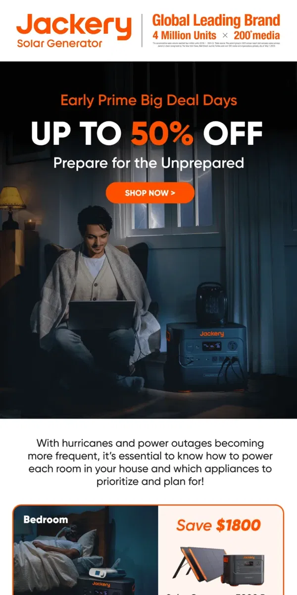 Email from Jackery. 🏡 Up to 50% Off Home Backup Power