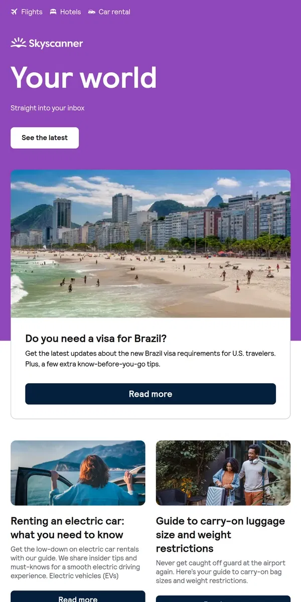 Email from Skyscanner. Do you need a visa for Brazil?