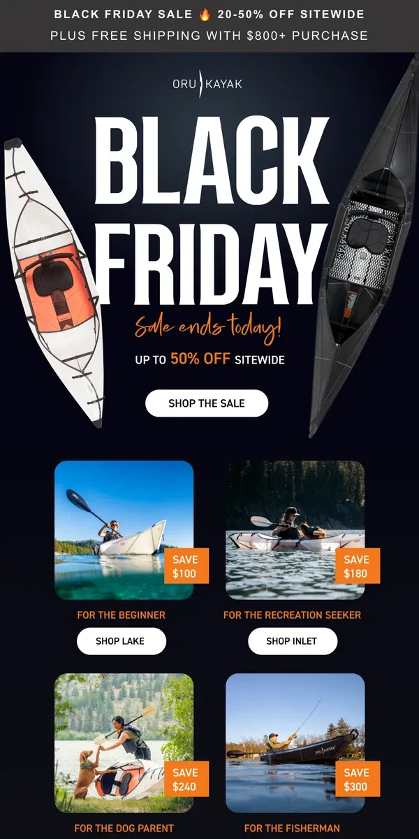 Email from Oru Kayak. Black Friday Sale Ends Tonight ‼️