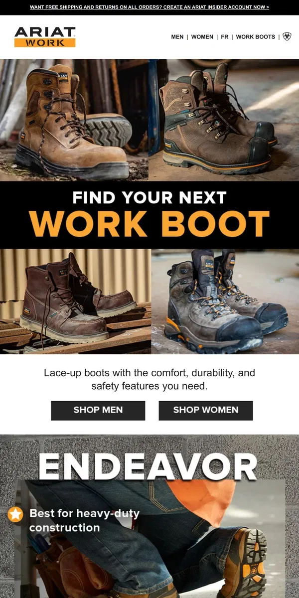 Email from Ariat. Found: The Best Boot for Your Job