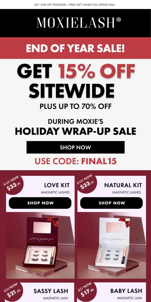 Email from MoxieLash. Don’t miss this: EXTRA 15% OFF!