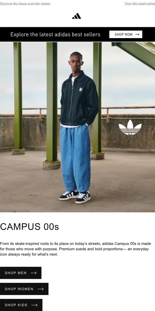 Email from Adidas. Bold style with everyday comfort