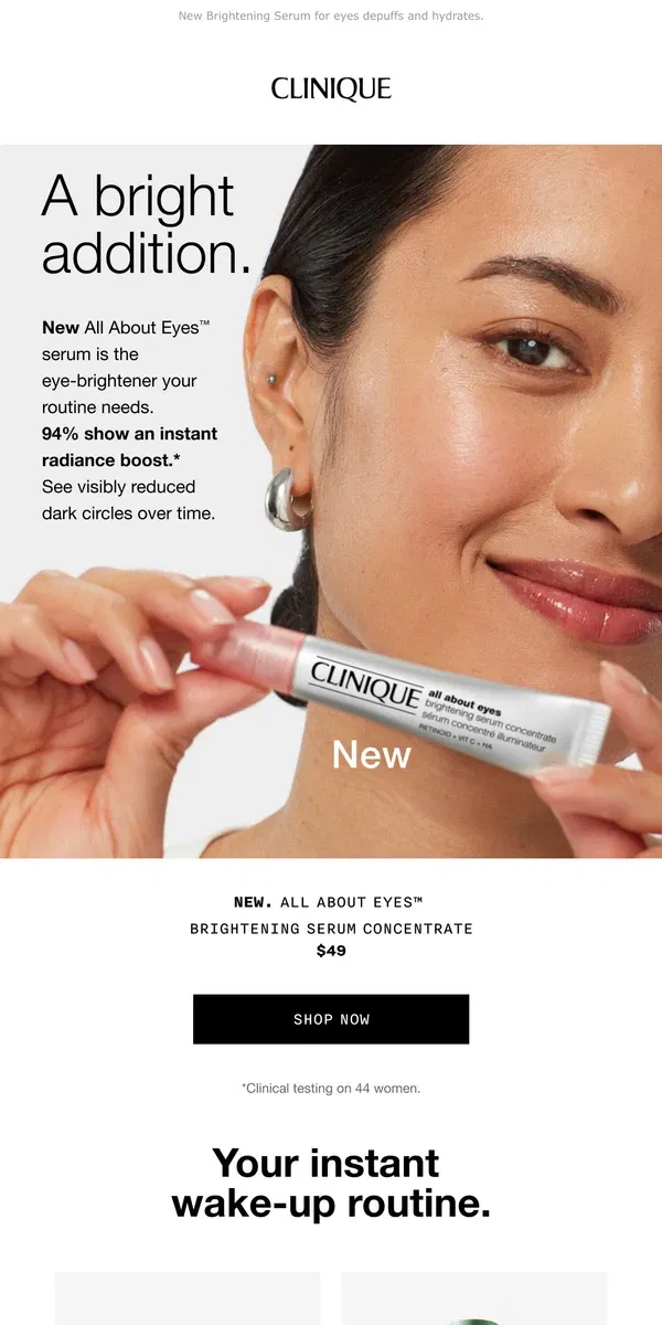 Email from Clinique. An instant wake-up routine.