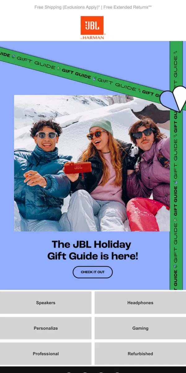 Email from JBL. Holiday Season is Here! Let JBL Guide You ✨