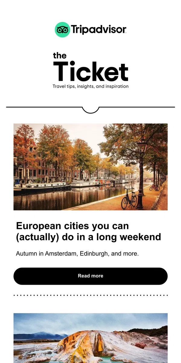 Email from Tripadvisor. How to pull off a fall weekend in Europe