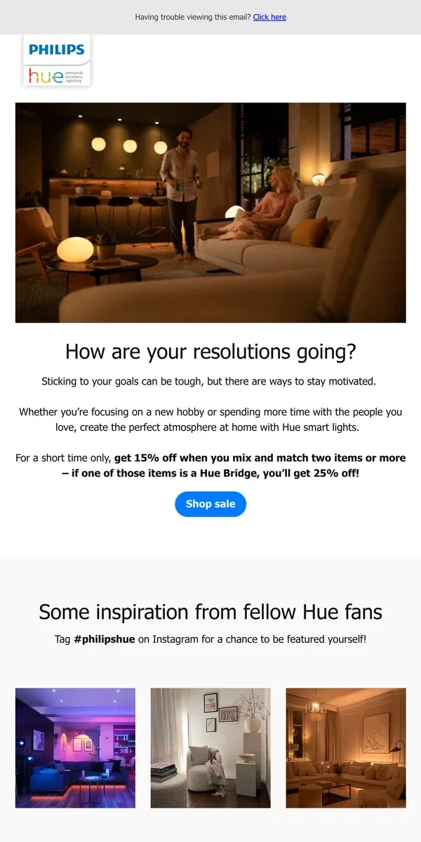 Email from Philips Hue. Shop our sale yet?