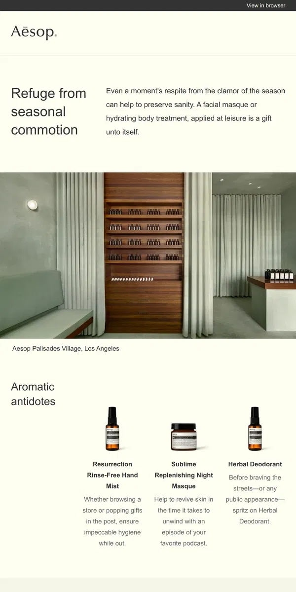 Email from Aesop. Still seasonal frenzy