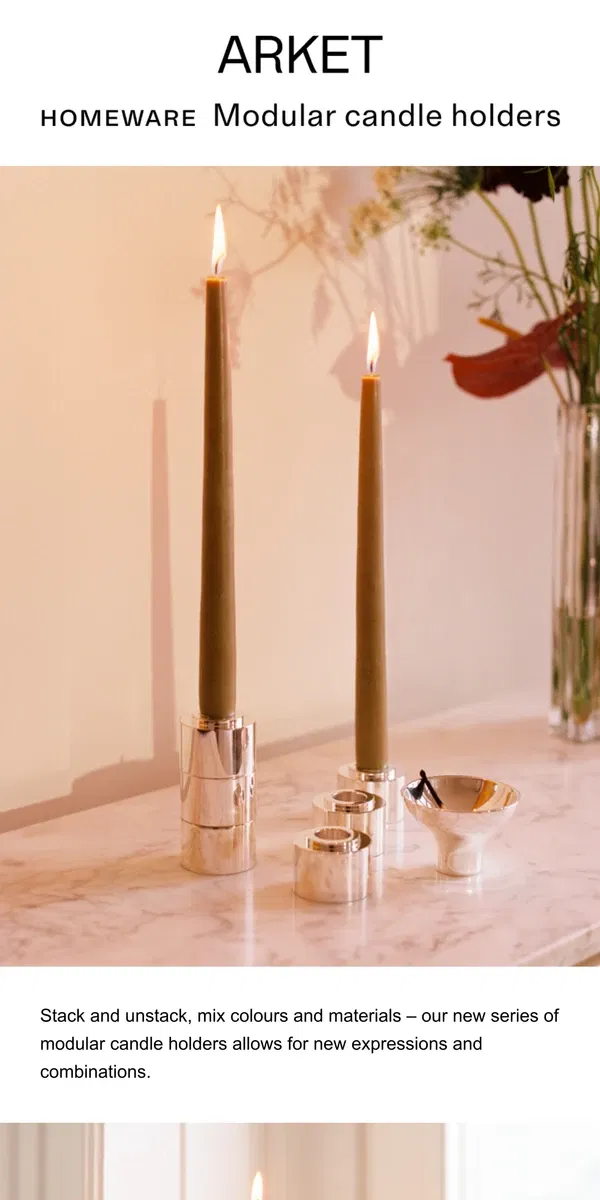 Email from ARKET. Modular candle holders