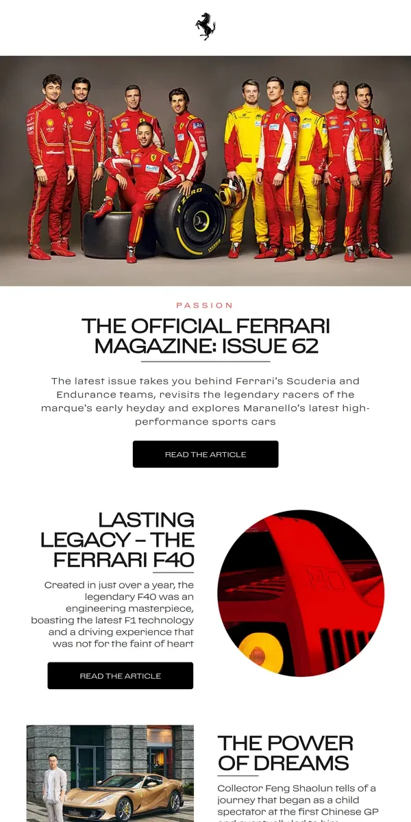 Email from Ferrari. The Official Ferrari Magazine - March