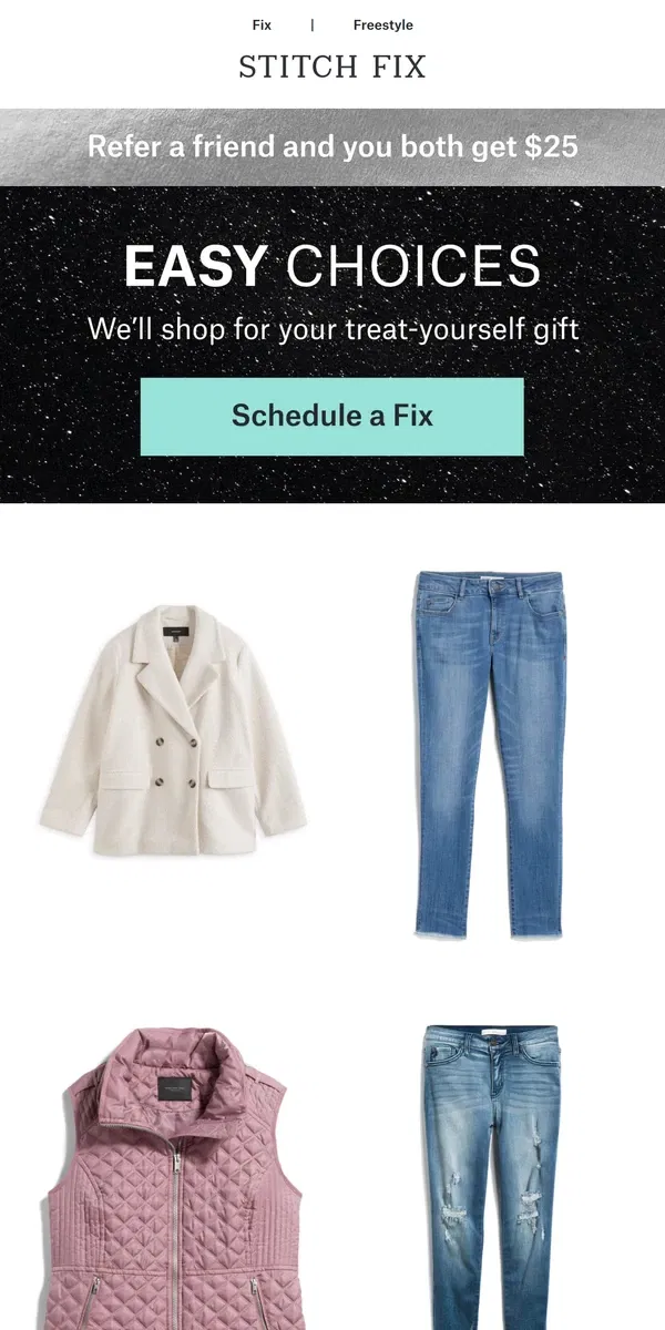 Email from Stitch Fix. Stylist-selected, just for you