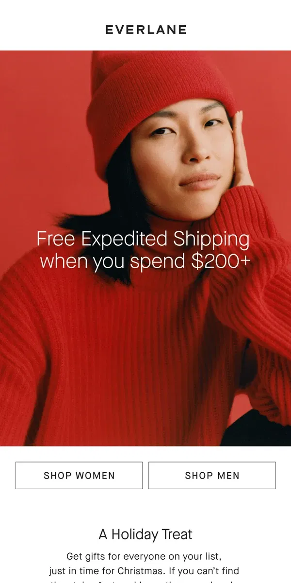 Email from Everlane. Free Expedited Shipping!