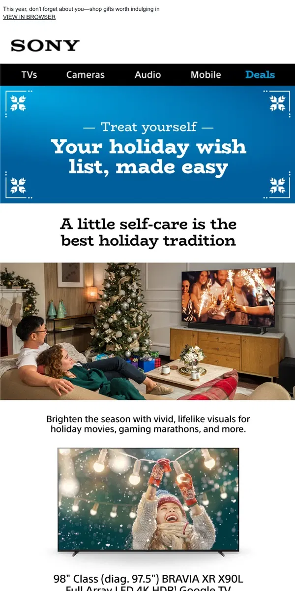 Email from Sony. Gifts That Say 'Just For Me'