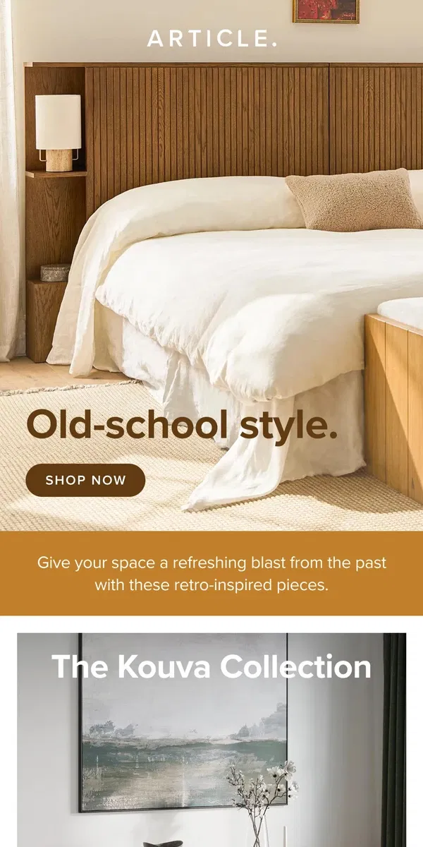 Email from Article. Retro-inspired furniture