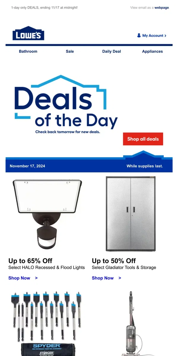 Email from Lowe's. Time’s almost up! Shop these deals QUICK.