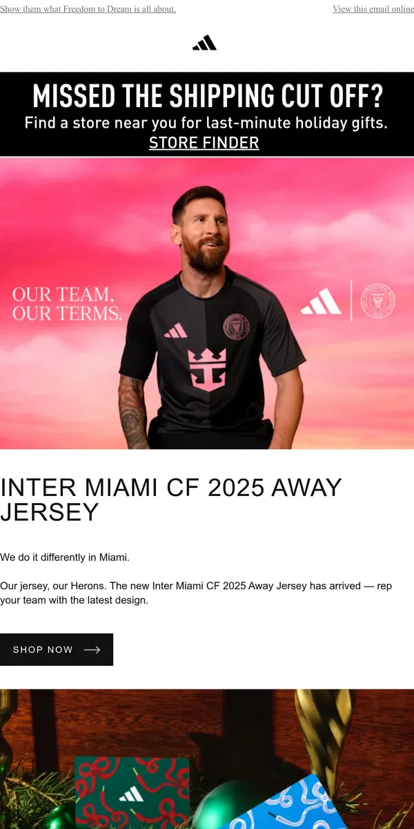 Email from Adidas. Inter Miami CF 2025 Away Jersey "The Fortitude Kit"