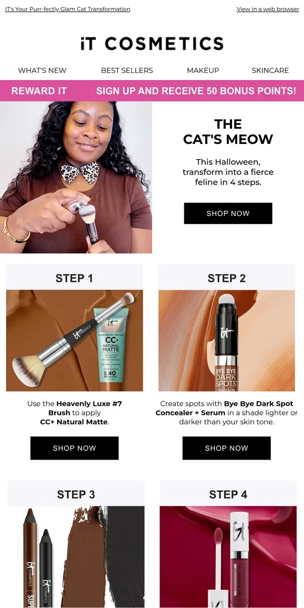 Email from IT Cosmetics. Unmask Your Wild Side on Halloween