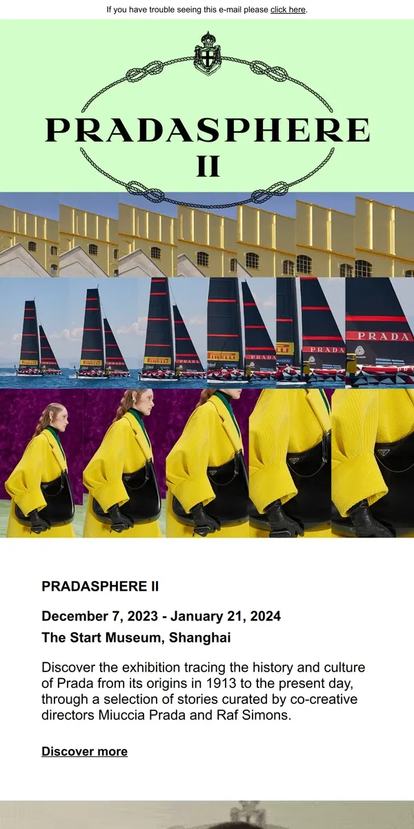 Email from Prada. PRADASPHERE II, the exhibition