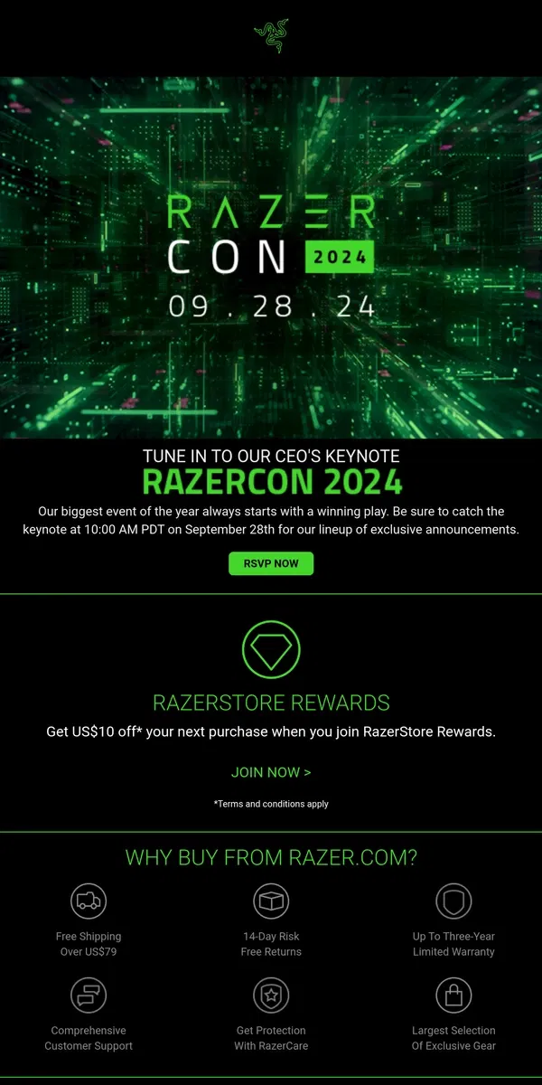 Email from Razer. 👀What Will Our CEO Announce at RazerCon 2024?