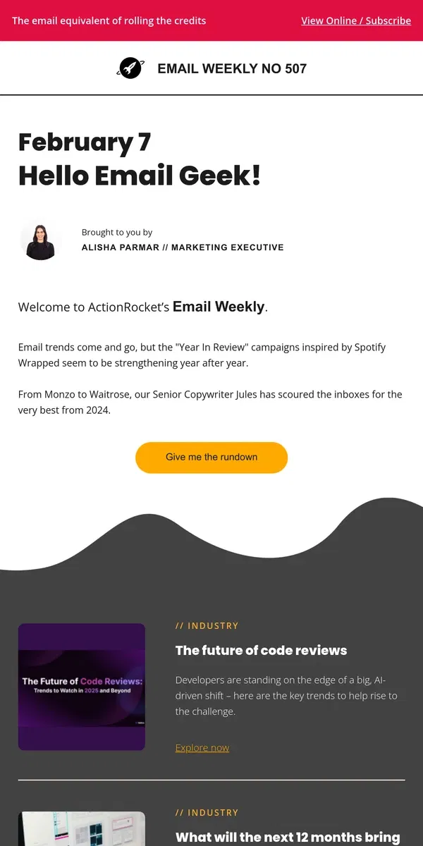 Email from ActionRocket. EmailWeekly #507: That's a wrap!