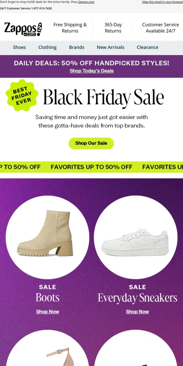 Email from Zappos. REMINDER: Black Friday Sale! 🥳✨