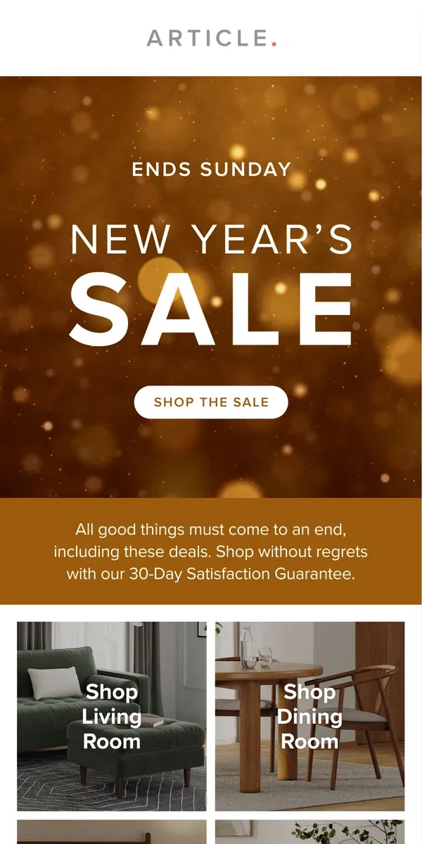 Email from Article. New Year’s Sale ends this weekend