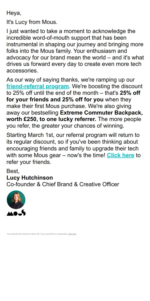 Email from Mous. Thanks for spreading the word of Mous!