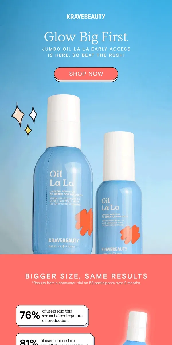 Email from KraveBeauty. Jumbo Oil La La is Here!