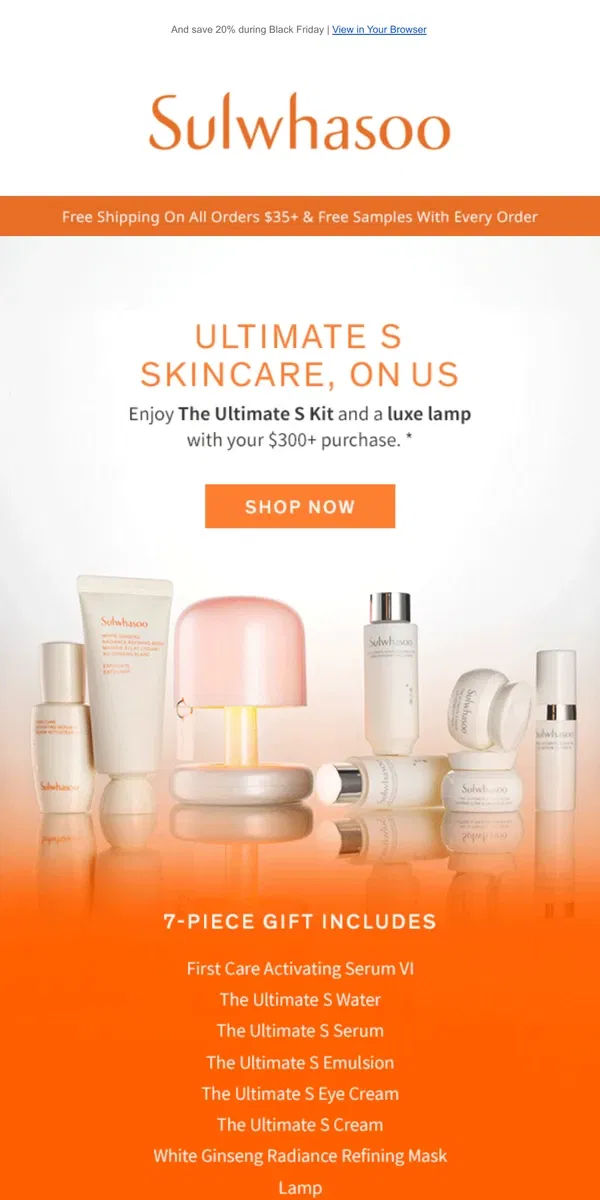 Email from Sulwhasoo. Don’t Miss Your Ultimate S Gift with $300+ Purchase