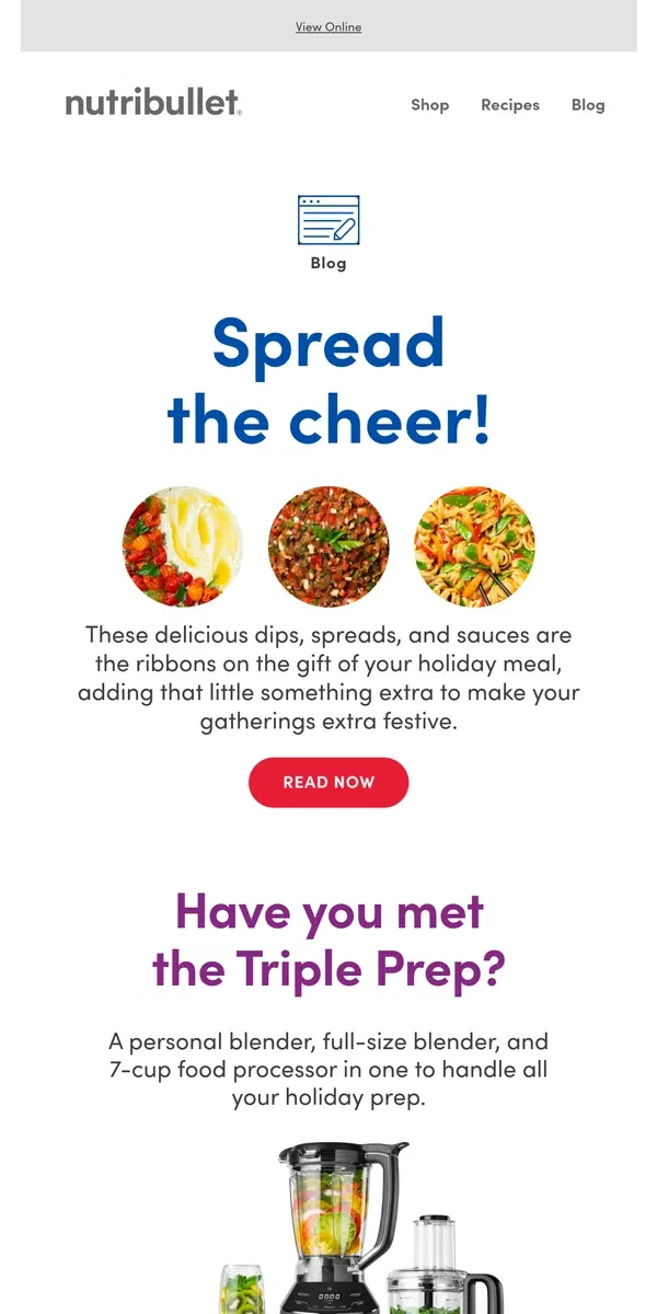 Email from nutribullet. Easy dips, spreads, and sauces