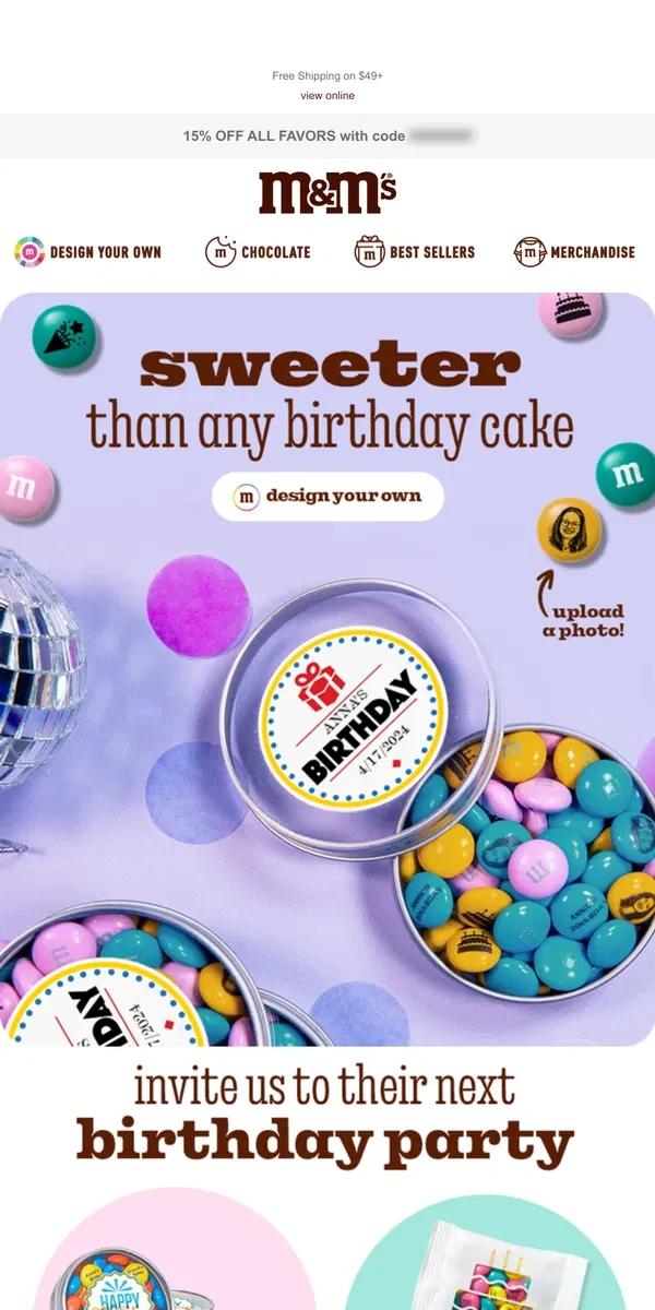 Email from M&M's. Party Favors that Wow!