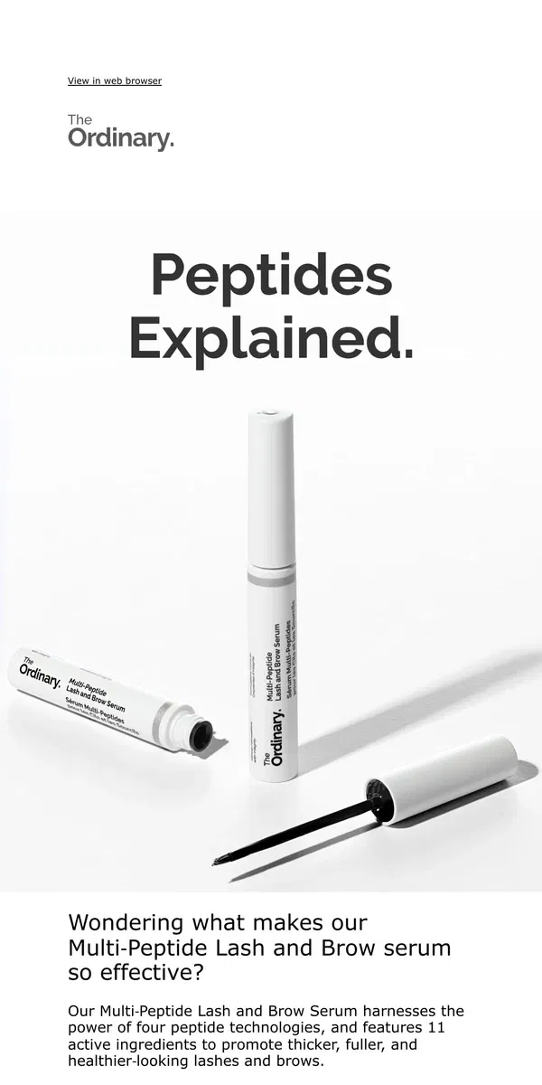 Email from The Ordinary. Powered by peptides, loved by you.